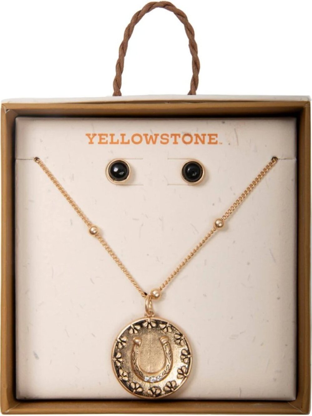 YELLOWSTONE Earring & 2 sided Rhinestone Horseshoe Necklace Set  NIB!